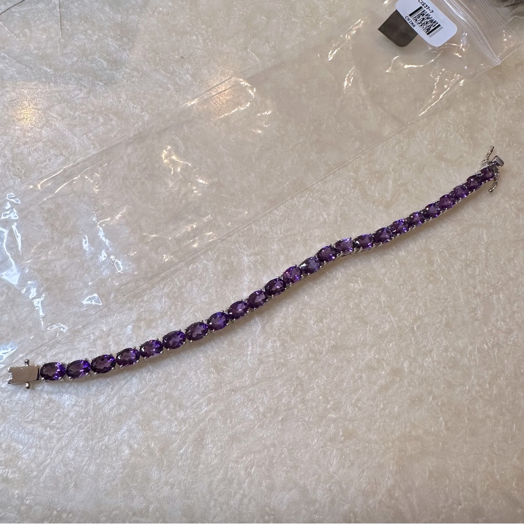 Nwt Jtv Purple Amethyst Rhodium Over Sterling Silver Bracelet 15.10ctw